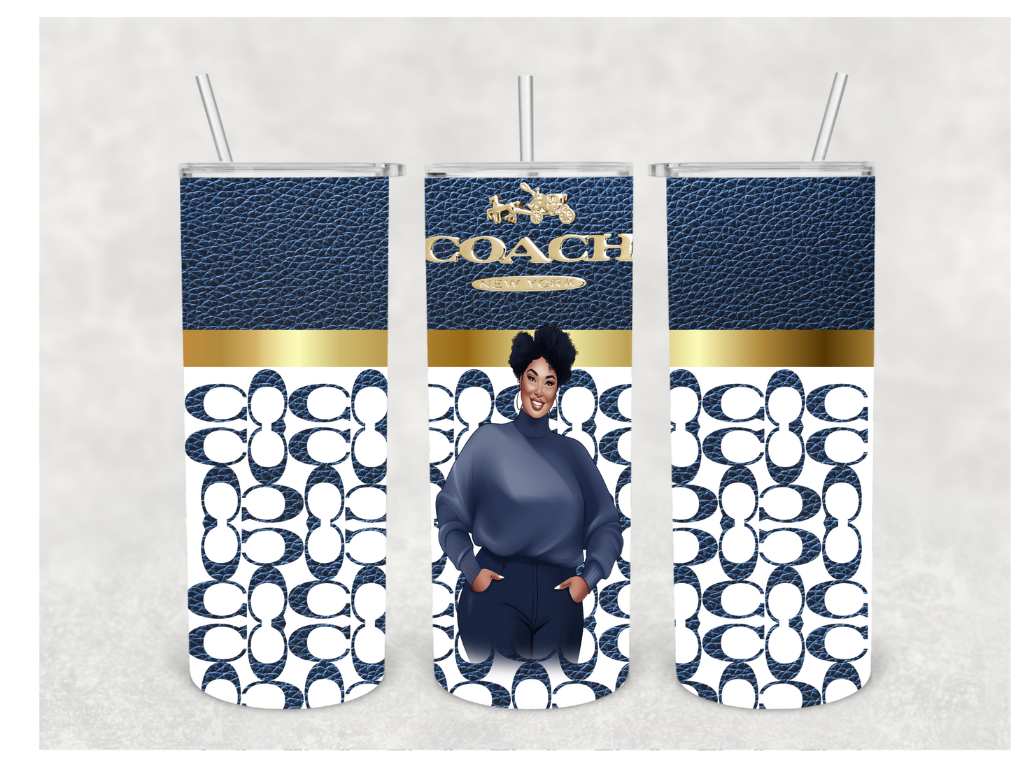 Navy Blue Coach Tumbler